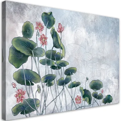 Produktbild von Leinwandbild Rote Seerose 90x60 Feeby Türkis bild für die wand bereit zum aufhängen