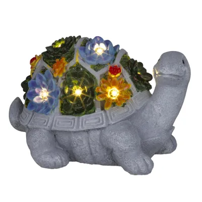 Produktbild von LED Solarleuchte, Schildkröte, Blumen, bunt, L 26 cm