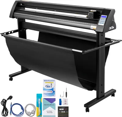 Image de SucceBuy découpeuse de vinyle, 1350 mm traceur de vinyle, découpeuse de tracé à écran LED, semi-automatique avec œil optique intégré, compatible avec le logiciel SignCut pour Mac et Windows, support inclus