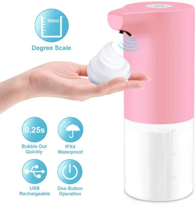Produktbild von Seifenspender Automatisch 350ml, Sensor Infrarot No-Touch Elektrischer Hand Desinfektionsspender Schäumende Seifenspender Schaumseifenspender Soap Dispenser Schaumspender für Küche, Bad, Büro,WC