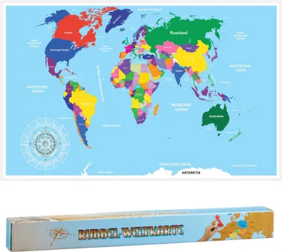 Produktbild von Rubbel Weltkarte 52x88 cm Deutsch in Colorbox Rubbelkarte Landkarte Poster XXL Länderkarte