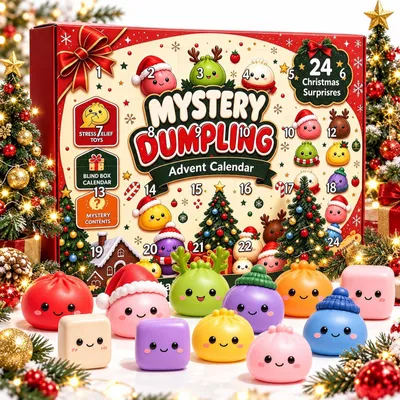 Zdjęcie produktu dla Squishy Boże Narodzenie Kalendarz Adwentowy Świąteczny Kalendarz Odliczający Dumpling Squishy Kalendarz Świąteczny Niespodzianki Prezenty