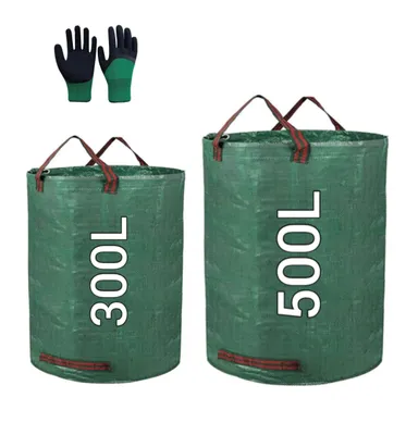 Obrázok produktu pre Súprava 2 záhradných tašiek (300 l + 500 l) s záhradnými rukavicami