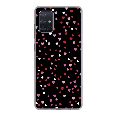 Produktbild von MuchoWow® Handyhülle Schutzhülle Hülle für Samsung Galaxy A51 5G Eine Illustration mit Herzen auf einem schwarzen Hintergrund Silikon Softcase Handy Hülle - Abbildung