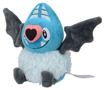 Produktbild von Pokemon Fletiamo Kuscheltier - 14 cm Plüschtier Swoobat