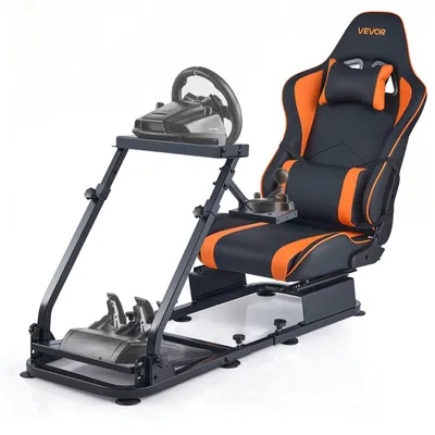 Productafbeelding van VEVOR stuurstandaard, simulatorcockpit met dubbele rails en dubbele armen, geschikt voor Logitech G25, G27, G29, G920, G923, Thrustmaster T300RS, TX F458, T500RS, T3PA-PRO (F1/GT) en CSR-pedalen