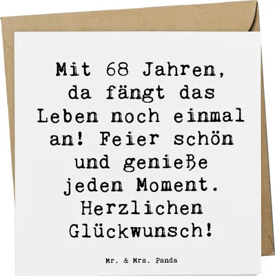 Produktbild von Mr. & Mrs. Panda Grußkarte Spruch 68. Geburtstag Freude - Weiß - Geschenk, Feiern, besondere Anlässe, Happy Birthday, Geburtstagsgruß, faltkarte, Glückwunschkarte, Alter