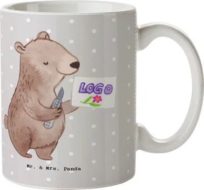 Produktbild von Mr. & Mrs. Panda Tasse Werbetechniker Herz - Grau Pastell - Geschenk, kaffeetasse keramik, Kaffeebecher, Keramiktasse, Pott