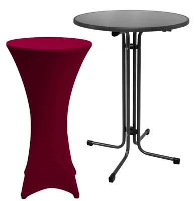 Immagine prodotto di Tavolo alto da esterno Beautissu Sylt, pieghevole, Ø 80 cm, bordeaux, con fodera