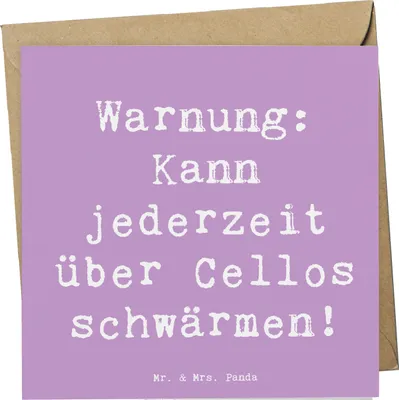 Produktbild von Mr. & Mrs. Panda Grußkarte Spruch Cello Schwärmerei - Lavendeltraum - Geschenk, anlasskarte, Klappkarte, Musik, Musikinstrument, Streichinstrument, faltkarte, Instrument
