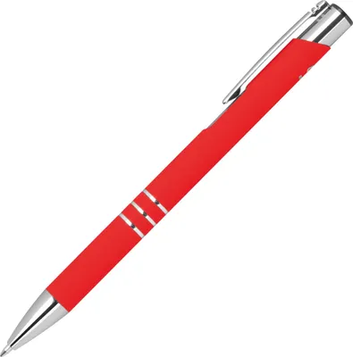 Produktbild von 10 Semi Gel-Kugelschreiber aus Metall / gummierte Oberfläche / Farbe: rot