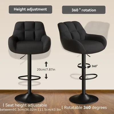 Obrázek produktu pro Moderní sada dvou barových židlí – ergonomické barové židle s nastavitelnou kovovou konstrukcí