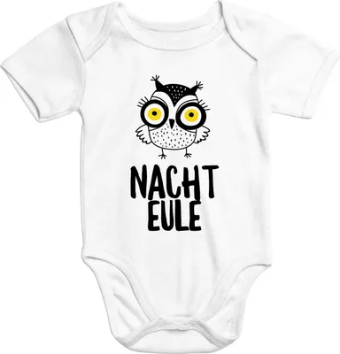Produktbild von Baby-Body mit Nacht Eule Aufdruck Baumwolle kurzarm Moonworks® 0-3 Monate