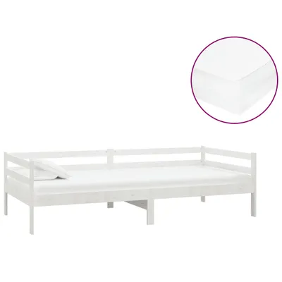 Immagine prodotto di vidaXL Letto da giorno con materasso 90x200 cm in legno di pino massiccio bianco