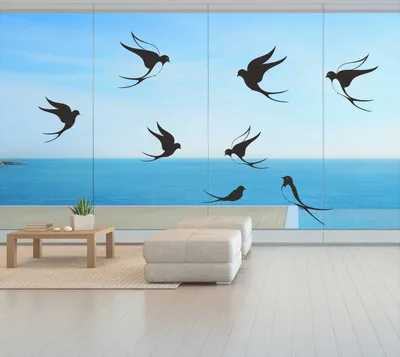 Produktbild von Fenster Aufkleber Fensterbild Vögel Warnvögel Schwalben Vogel Wintergarten Scheiben Vogelschutz Farbe schwarz