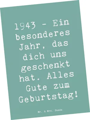 Produktbild von Mr. & Mrs. Panda Grußkarte Spruch 1943 Geburtstag - Meeresbrise - Geschenk, Geburtstagsgruß, bildkarte, Ansichtskarten, Alter, Fotokarte, Postkarten, historisches Jahr