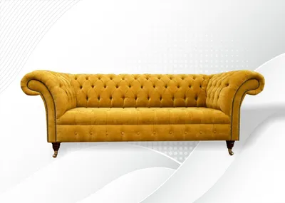 Produktbild von Chesterfield 3 Sitzer Gelb Stoff Design Couchen Polster Sofas Neu big Textil neu