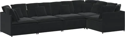 Zdjęcie produktu dla vidaXL Sofa modułowa z poduszkami aksamitna czarna