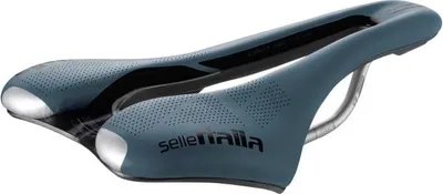 Image de Selle Italia SLR Boost Gravel TI 316 Superflow, selle de vélo, course sur route, bleu, unie, fibre de carbone, microfibre
