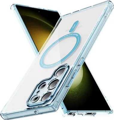 Produktbild von Magnetisch Klare Hülle für Samsung Galaxy S23 Ultra, Kompatibel mit MagSafe, Hybrid Stoßfeste Handyhülle Blau