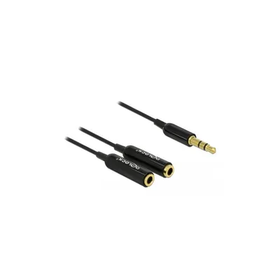 Image de Delock 65356 DELOCK Klinkekabel 3,5mm -> 2x 3,5mm St/Bu 0.25m schwarz