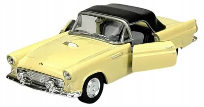 Image de WELLY - Voiture de collection, Ford Thunderbird 1955, modèle réduit en métal, échelle 1:34, couleur beige