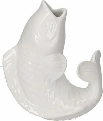 Image de Gift Company Vase Mamsell Koi XS, vase décoratif en forme de poisson, faïence, blanc, H 15.5 cm, 1214302001