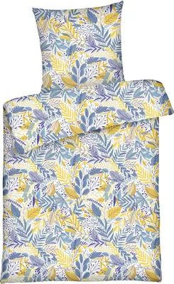 Produktbild von Renforce Bettwäsche 135x200 cm aus 100% Baumwolle - Floral Blau
