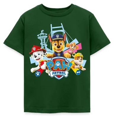 Produktbild von Spreadshirt Paw Patrol Logo Kinder T-Shirt, 122/128 (7-8 Jahre), Forstgrün