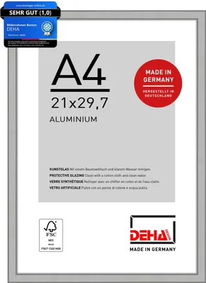 Produktbild von DEHA Design Aluminium Bilderrahmen Boston, 21x29,7 cm (A4), Silber Matt