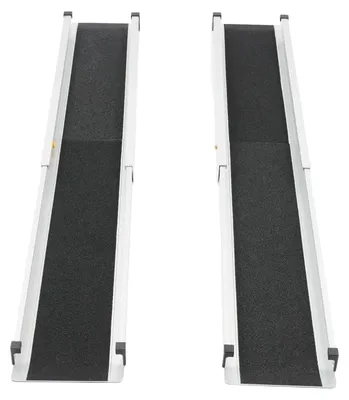 Produktbild von 2 Teleskoprampen - Auffahrrampen für Rollstuhl, Fahrrad und E-Scooter - Aluminiumlegierung - Gummioberfläche - Schwarz/Silber