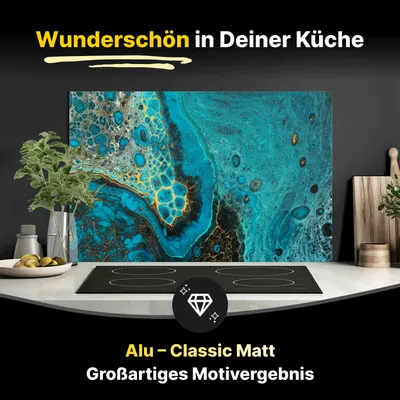 Produktbild von Spritzschutz Küchenrückwand aus Aluminiumverbund in Matt 90 x 60 cm Bläulicher Marmor