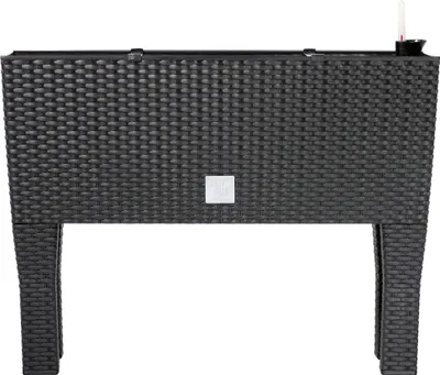 Produktbild von DEUBA® Hochbeet 2in1 Funktion Balkonkasten 30L Bewässerungssystem mit abnehmbaren Füßen Polyrattan Beet Garten Balkon Kunststoff Anthrazit 60x25cm