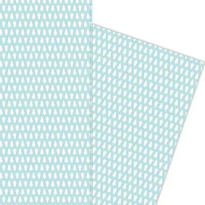 Produktbild von Zartes Weihnachtsbaum Geschenkpapier zu Weihnachten auf hellblau - G5887, 32 x 48cm