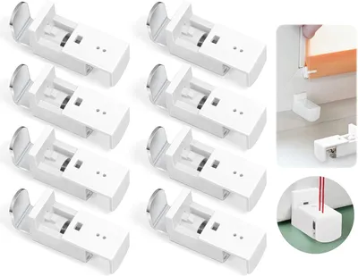 Produktbild von 8 Stück Plissee-Klemmträger zum Kleben - Halterungen ohne Bohren für Rollos und Plissees