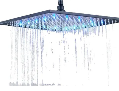 Obrázek produktu pro Sprchová hlavice, LED osvětlení, elegantní design, černá barva, průměr 12 palců