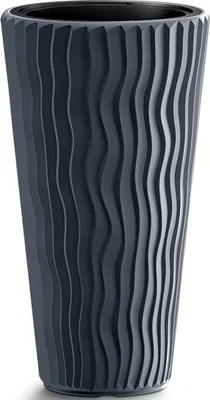 Produktbild von Prosperplast Blumentopf »Sandy Slim«, herausnehmbarer Einsatz, mit vertikaler Wellenoptik (anthrazit, B 35 x H 62 X T 35 cm) -