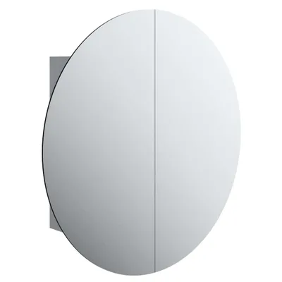 Image de vidaXL Armoire de salle de bain avec miroir rond & LED Gris 54x54x17,5 cm