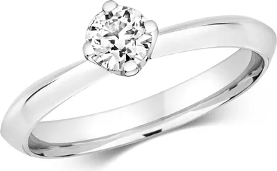 Produktbild von Funkelndes Feuer 18 Karat (750) Weißgold Solitär Verlobung Damen - Diamant Ring Brillant-Schliff 0.35 Karat GH - SI2, 50 (15.9); TRS3221818KWRSK