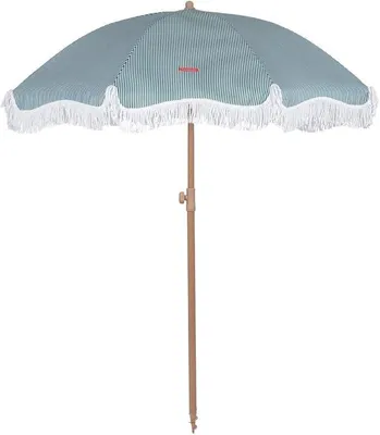 Image de Grand parasol, idéal pour la plage, la piscine, le jardin et le balcon, réglable en hauteur et en orientation, protection solaire UPF 50+, polyester, sac de transport inclus, 210 x 180 cm