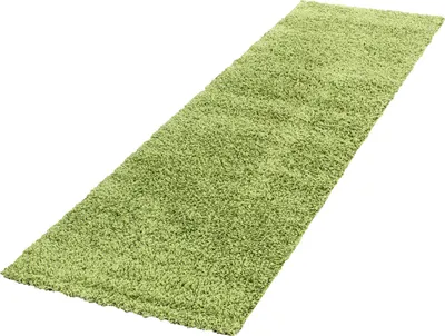Produktbild von Teppich Läufer Wohnzimmer Grün 80x250 Unicolor - Einfarbig aus Polypropylen