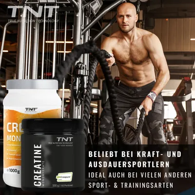 Produktbild von TNT Creatine Monohydrate Creapure® für Kraftsport und Leistungssportler 500g ohne Geschmack