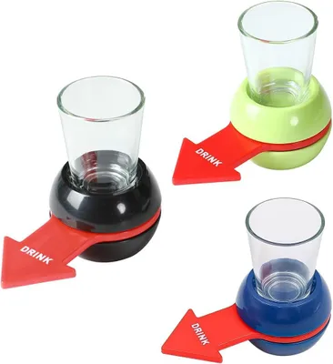 Productafbeelding van Spin the shot drinkspelletjes - Set van 3 - Feestspellen voor volwassenen - Rode pijl zwart - Groen - Blauw