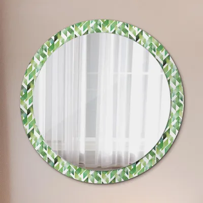 Produktbild von Spiegel - Mirror zum Wandspiegel Schlafzimmer – Schminkspiegel- Fischgrätenmuster- Ø90cm