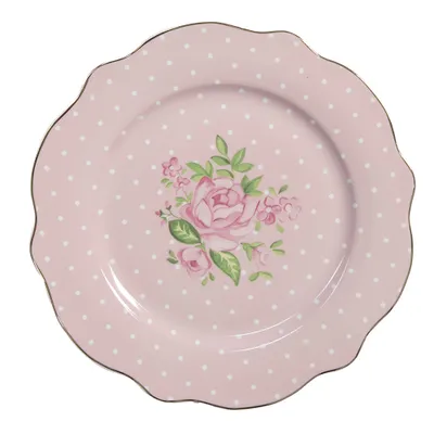 Produktbild von Clayre & Eef Frühstücksteller Ø 20 cm Rosa Porzellan Rosen