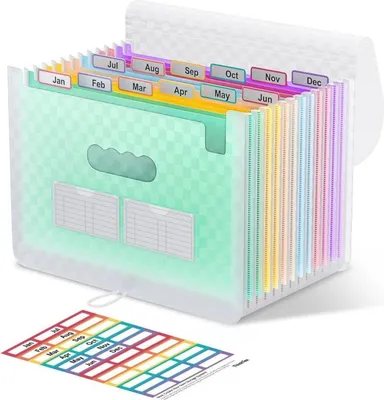 Obrázok produktu pre Zakladač ThinkTex Accordion 12 priehradiek rozšíriteľný organizér A4 farebný
