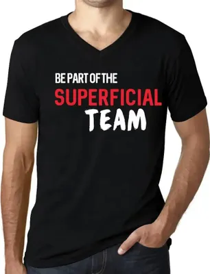 Produktbild von Herren Grafik T-Shirt V-Ausschnitt Teil des oberflächlichen Teams sein – Be Part Of The Superficial Team – Öko-Verantwortlich Vintage Jahrgang Kurzarm