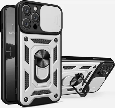 Produktbild von Armor Handyhülle für Apple iPhone 16 Pro Max Kameraschutz Handy Panzer Case Cover Schutzhülle Outdoor Farbe: Silber