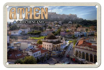 Produktbild von Blechschild Reise 18x12cm Athen Griechenland Monastiraki Dekoration