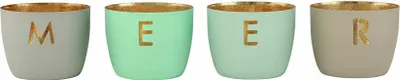 Immagine prodotto di Gift Company Windlicht Madras Meer XS, 4er Set, Teelichthalter, Kerzenhalter, Eisen, Flannel / Aqua / Pastellblau / Sandstone, H 4.5 cm, 1171102020